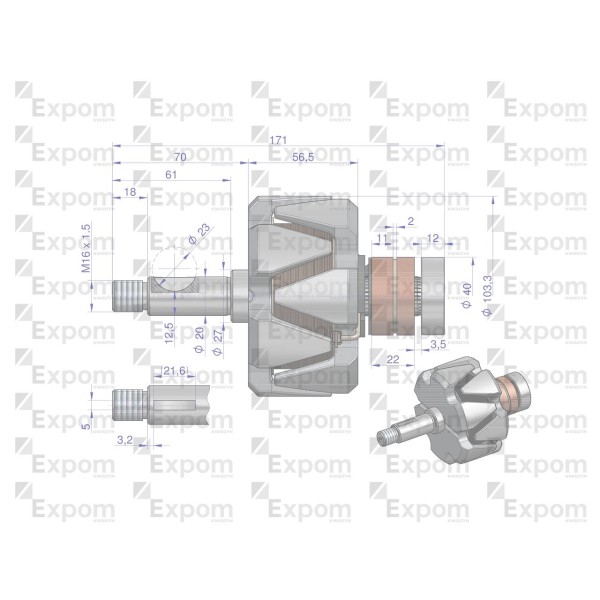 Wirnik alternatora EX257000 A120 Bizon EX-256300EX | Exvi