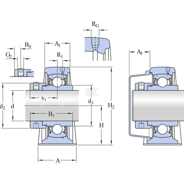 Łożysko z obudową stojącą, kpl. SY SY25WFSKF | Exvi