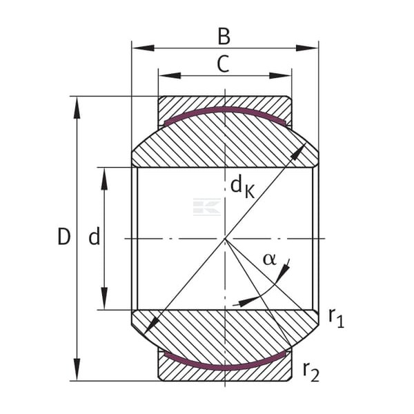 Łożysko ślizgowe promieniowe baryłkowe GE20FW | Exvi