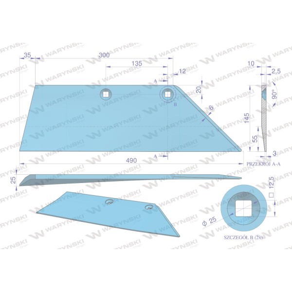 Lemiesz prawy 18" zastosowanie SB 45 RE 3352030 | Exvi