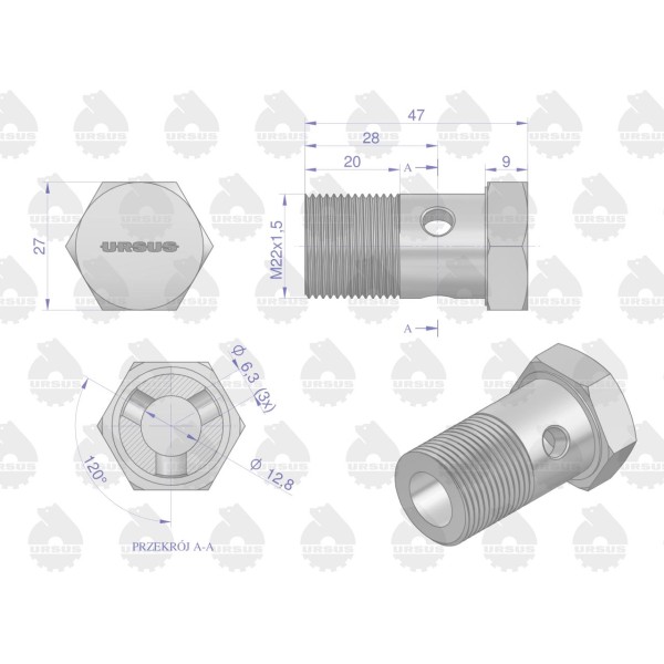 Złączka 84420005 podnośnika hydraulicznego 972474U | Exvi