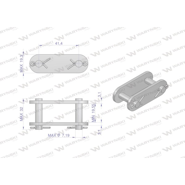 Zamek łańcucha CA555 Waryński ( sprzedawane ZCA555 | Exvi