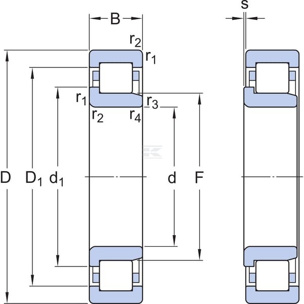Łożysko walcowe 60x110x22 mm SKF NJ212ECJ | Exvi