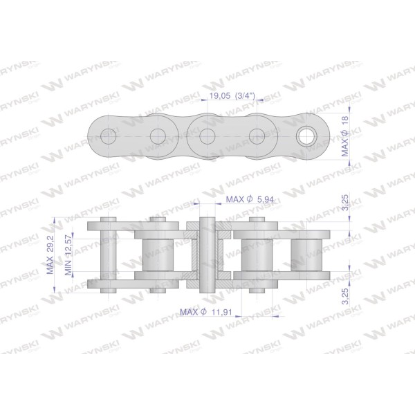 Łańcuch rolkowy napęd - ślimak L60HSP-104PS | Exvi