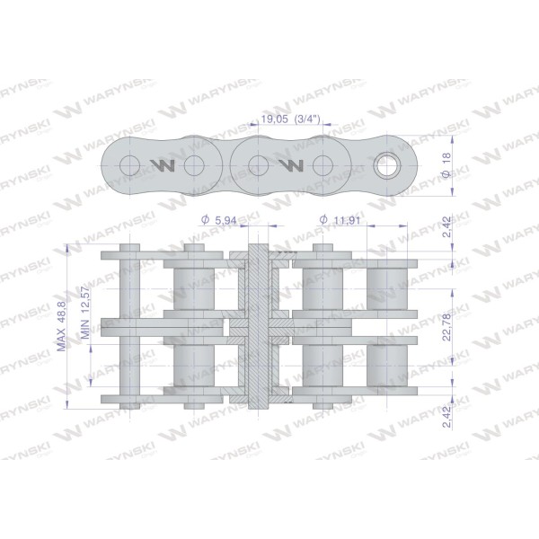 Łańcuch rolkowy L12A2-88PZ zastosowanie Claas | Exvi