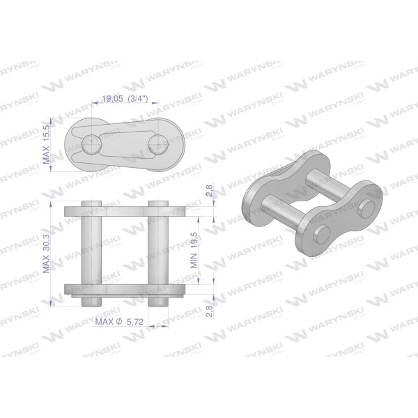 Zamek łańcucha12BHF3. 515. RE425 (3/4 - 13.5) Z515 | Exvi