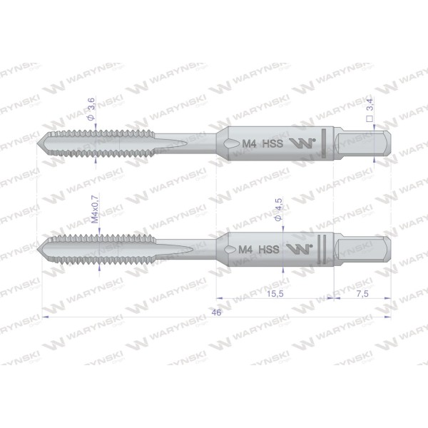 Komplet gwintownikówprzemysłowych M4x0,7 WMG104 | Exvi