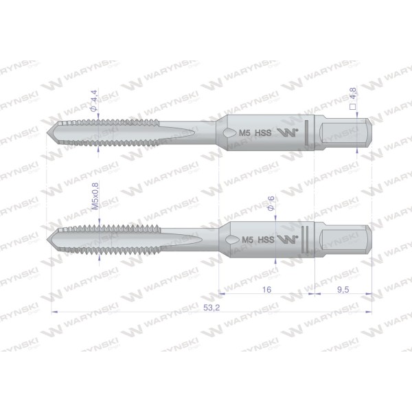 Komplet gwintownikówprzemysłowych M5x0,8 WMG105 | Exvi