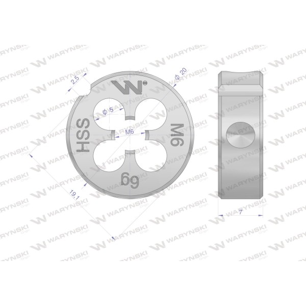 Narzynka przemysłowa M6x1 ze stali HSS WMG206 | Exvi