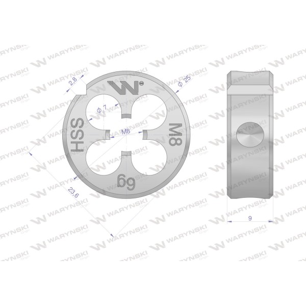Narzynka przemysłowa M8x1,25 ze stali HSS WMG207 | Exvi