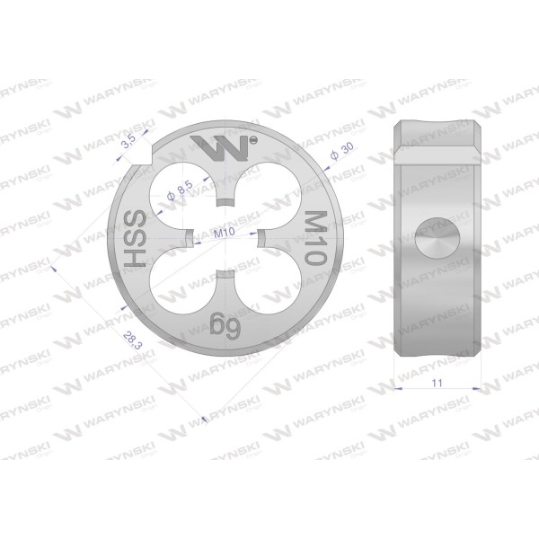 Narzynka przemysłowa M10x1,5 ze stali HSS WMG208 | Exvi