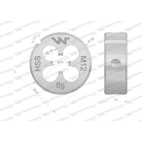 Narzynka przemysłowa M12x1,75 ze stali HSS WMG209 | Exvi