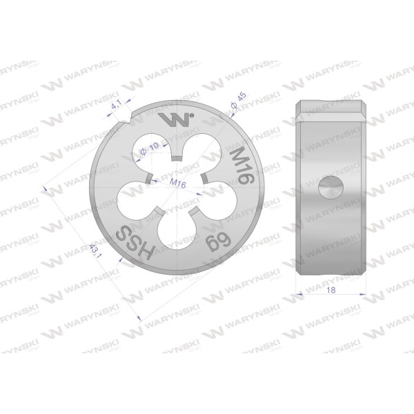 Narzynka przemysłowa M16x2 ze stali HSS WMG211 | Exvi