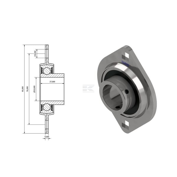 Łożysko kołnierzowe DR023487 | Exvi