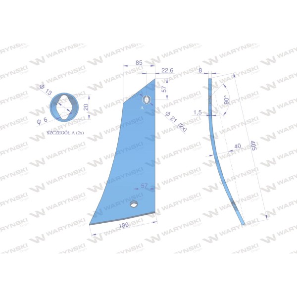 Pierś odkładni lewa dwuotworowa zastosowanie 96087 | Exvi