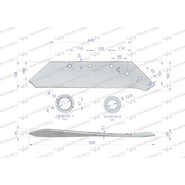 Eurolemiesz prawy 20" zastosowanie Kverneland 073008 | Exvi