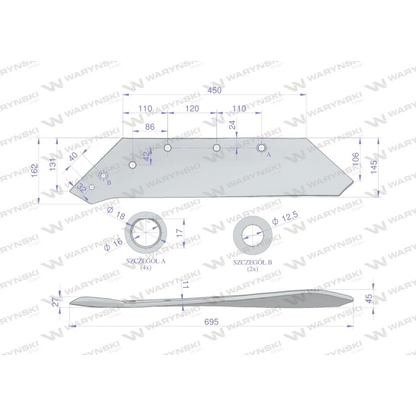 Eurolemiesz lewy 20" zastosowanie Kverneland 073009 | Exvi