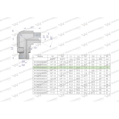 Kolanko hydrauliczne nastawne calowe BB 5605090604 | Exvi