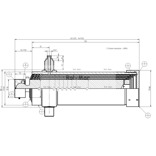 Siłownik hydrauliczny teleskopowy CTS246/75/4/1700 | Exvi