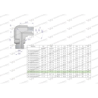 Kolanko hydrauliczne nastawne calowe BB 5605091216 | Exvi
