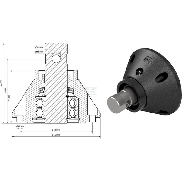Element końcowy wału kpl. Kuhn NWB20980 | Exvi