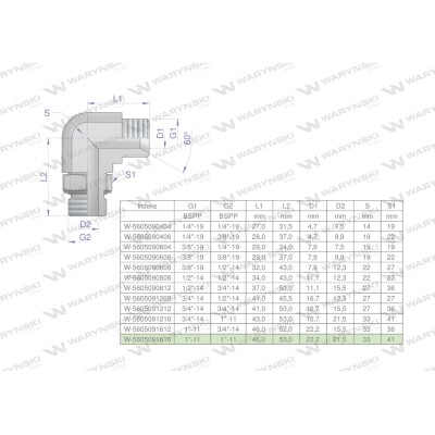 Kolanko hydrauliczne nastawne calowe BB 5605091616 | Exvi