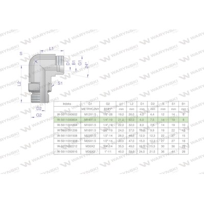 Kolanko hydrauliczne nastawne BB M14x1.5 5611090804 | Exvi