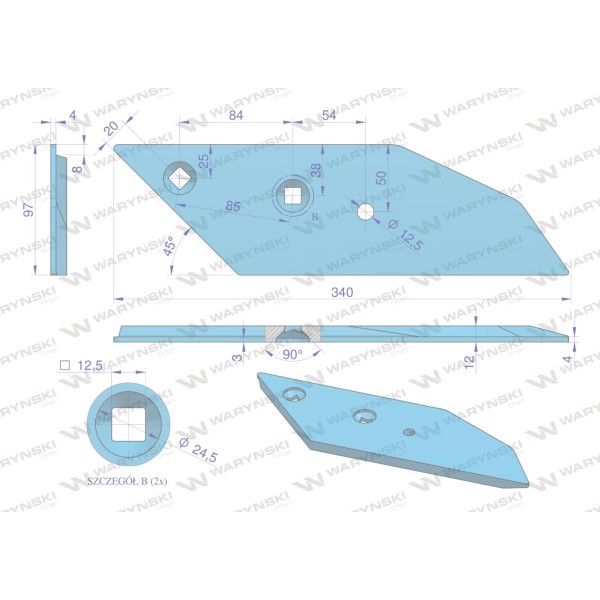 Dłuto, nakładka lemiesza lewa zastosowanie 3364051 | Exvi