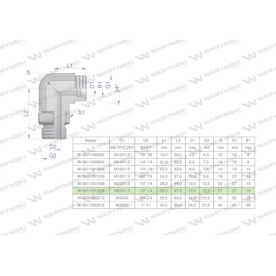 Kolanko hydrauliczne nastawne BB M26x1.5 5611091808 | Exvi