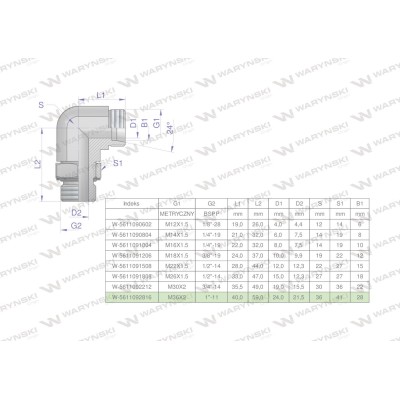 Kolanko hydrauliczne nastawne BB M36x2 5611092816 | Exvi