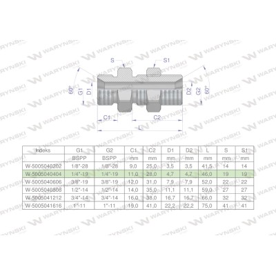 Złączka hydrauliczna calowa grodziowa BB 5005040404 | Exvi