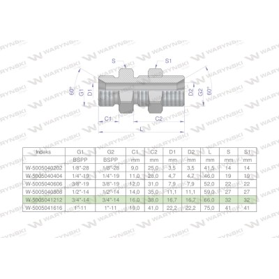 Złączka hydrauliczna calowa grodziowa BB 5005041212 | Exvi