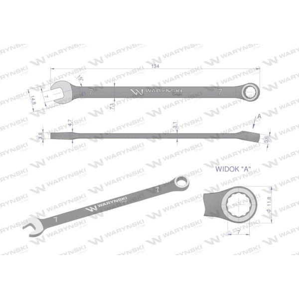 Klucz płasko-oczkowy 7 mm CrV standard ASME WMK017 | Exvi