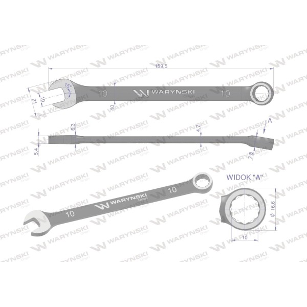 Klucz płasko-oczkowy 10 mm. CrV standard ASME WMK020 | Exvi