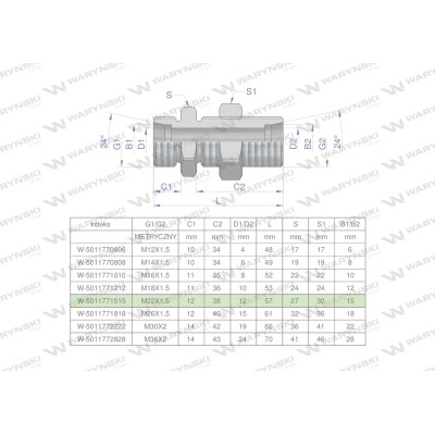 Złączka hydrauliczna metryczna grodziowa 5011771515 | Exvi