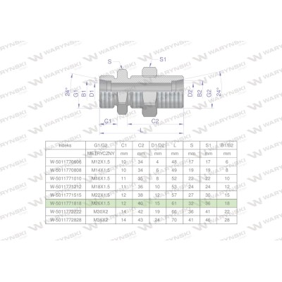 Złączka hydrauliczna metryczna grodziowa 5011771818 | Exvi