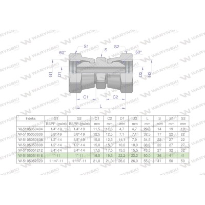 Złączka hydrauliczna calowa AA 1" BSP 5105051616 | Exvi