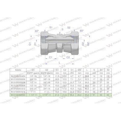 Złączka hydrauliczna calowa AA 1 1/4" BSP 5105052020 | Exvi