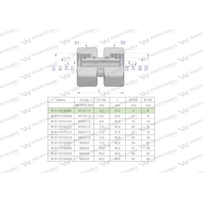 Złączka hydrauliczna metryczna AA M12x1.5 5115150606 | Exvi
