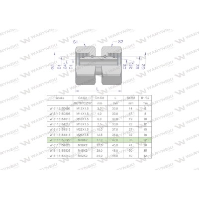 Złączka hydrauliczna metryczna AA M30x2 5115152222 | Exvi