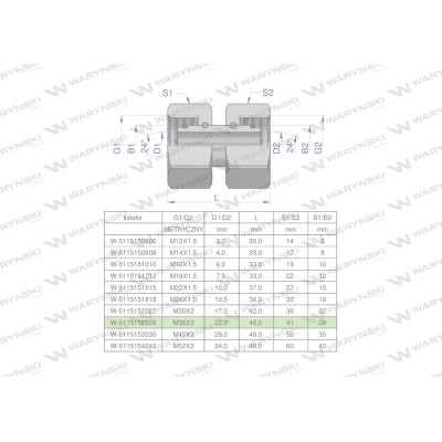 Złączka hydrauliczna metryczna AA M36x2 5115152828 | Exvi