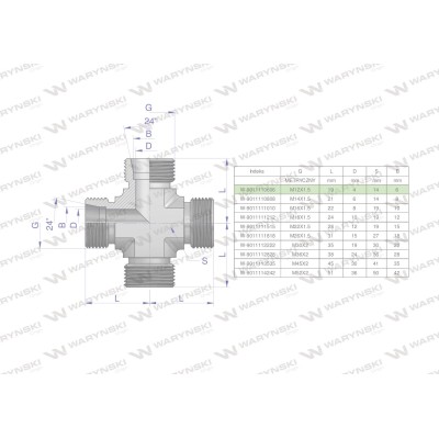 Czwórnik hydrauliczny metryczny BBBB 9011110606 | Exvi