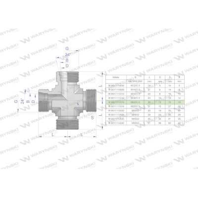 Czwórnik hydrauliczny metryczny BBBB 9011111515 | Exvi