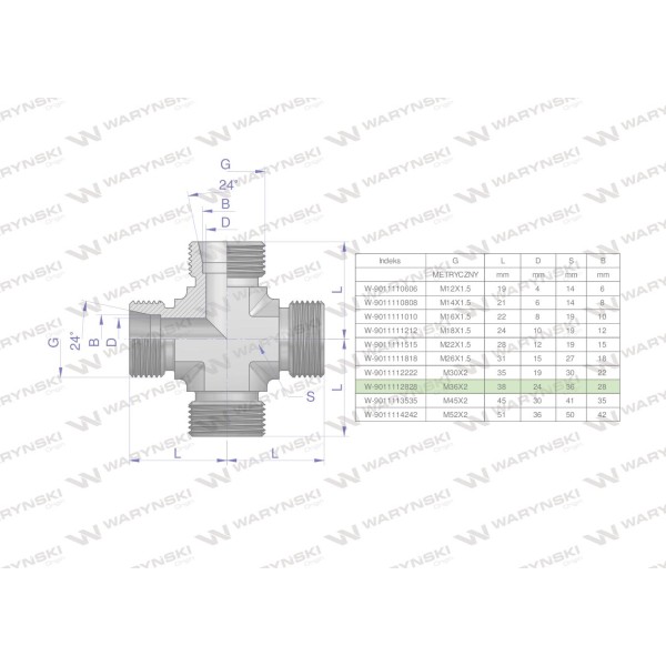 Czwórnik hydrauliczny metryczny BBBB 9011112828 | Exvi