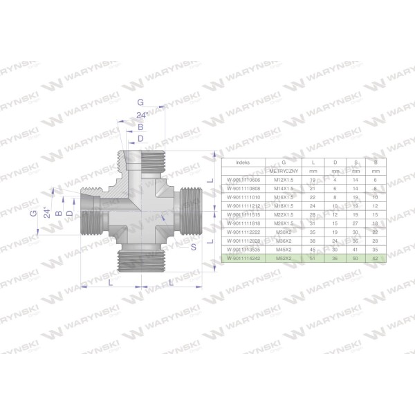 Czwórnik hydrauliczny metryczny BBBB 9011114242 | Exvi