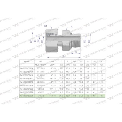 Przyłączka hydrauliczna AB (EVGE) M45x2 5206152035 | Exvi
