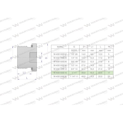 Korek hydrauliczny calowy (na imbus) 1" 400100E16 | Exvi