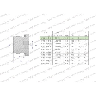 Korek hydrauliczny metryczny (na imbus) 401900E10 | Exvi