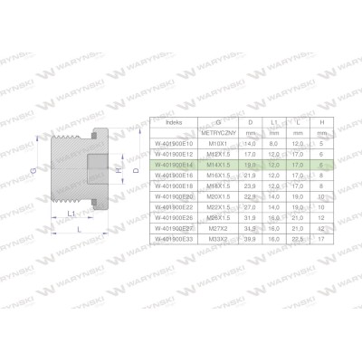Korek hydrauliczny metryczny (na imbus) 401900E14 | Exvi