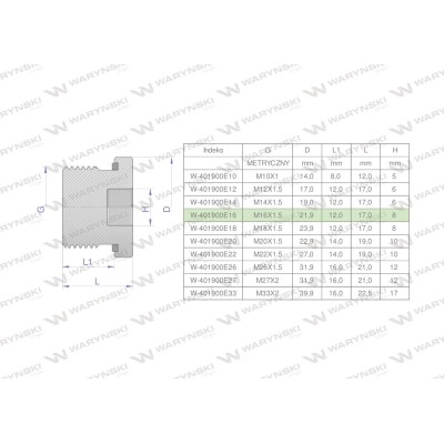 Korek hydrauliczny metryczny (na imbus) 401900E16 | Exvi